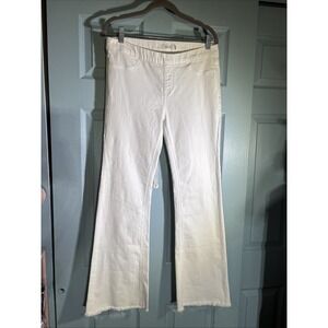 Cello White Pull On Wide Leg Jeans Sz XL. Frayed Hems.